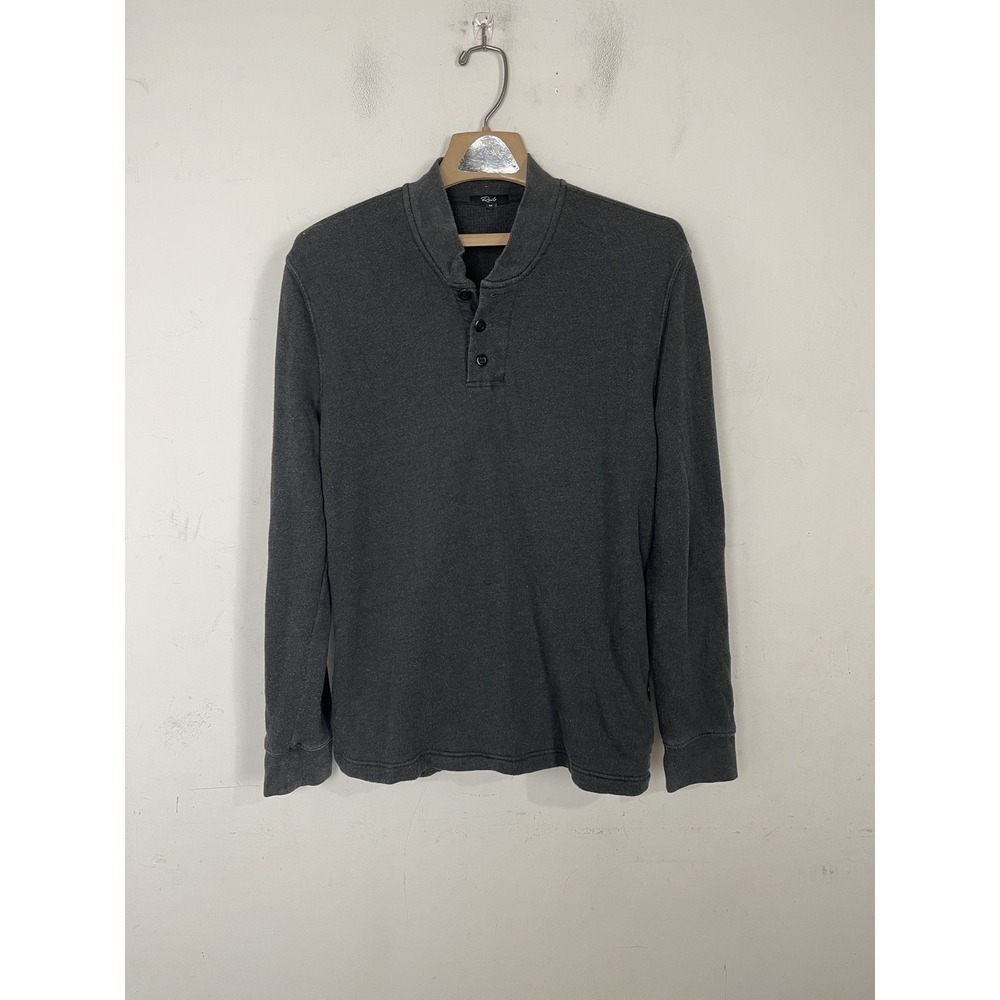 Rails Mens Henley Shirt Pullover Medium Dark Gray Basic Thermal Long Sleeve
